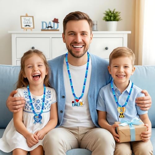 DTOFOOT 24 Set Fathers Day Crafts for Kids Bulk Beads Necklace Making Kit