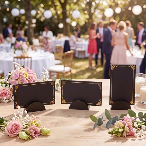 Colingmill 24 Pcs Wooden Table Number Stands with Tented Cards,Black