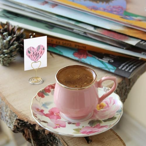 20 Pack Gold Table Number Holders with Stable Base, Heart Shaped