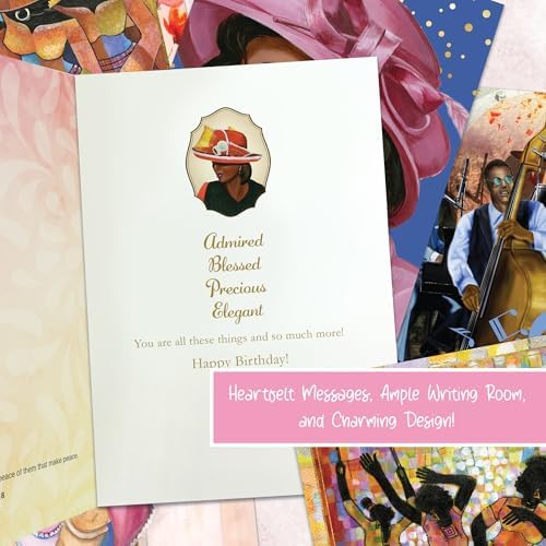African American Birthday Cards Assortment Box – Set of 18 All Occasion Black Greeting Cards with Envelopes – Beautiful Black Women Designs – Premium Cardstock use for Mother's Day