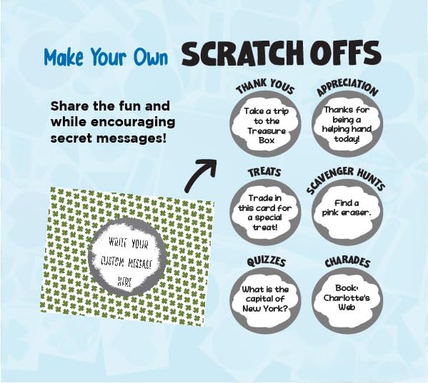 My Scratch Offs 20 Pack Clover St. Patrick's Day Make Your Own DIY Scratch Off Note Cards & Stickers for Teacher Rewards & Small Business Freebies