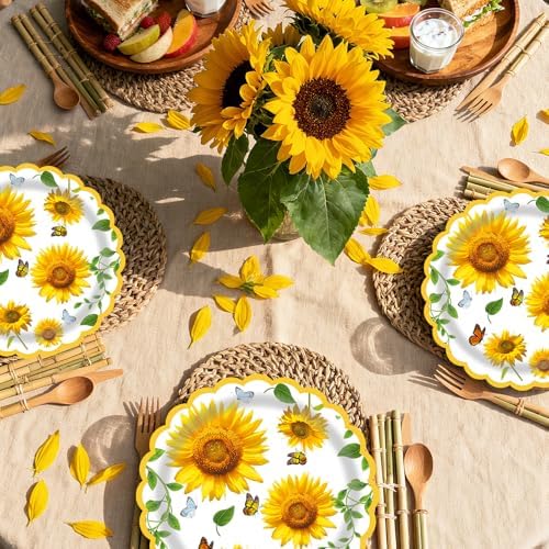 Sunflower Paper Plates 50 Pack 7 Inch Fall Party Plates Disposable