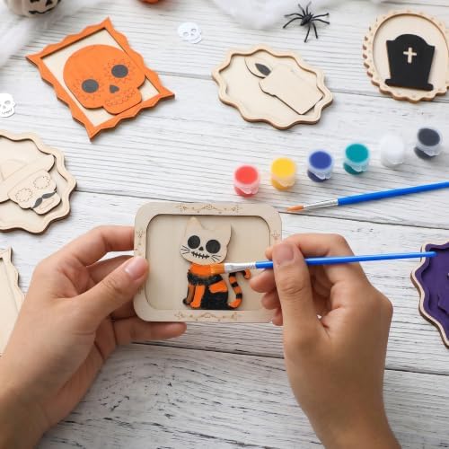 12 Pack Day of the Dead DIY Wooden Craft Kit, Skull Frame Wood Craft Decor