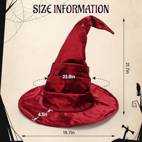 Ibeauti Witch Hat Women Large Ruched Halloween Witch Hat Costume Accessory for Party