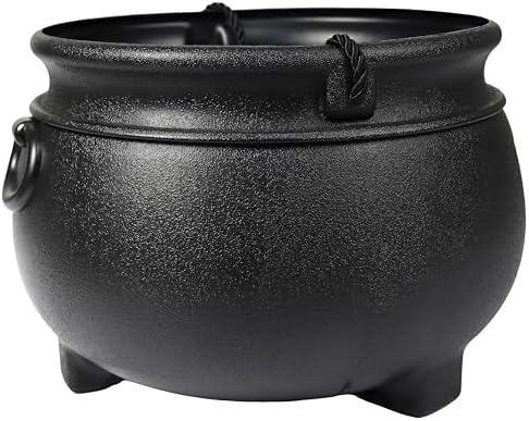 GIFTEXPRESS 12" Black Cauldron - Large Plastic St. Patrick's Day Pot of Gold Coin Party Bucket Decor - Halloween Witch Kettle For Candy, Treats & Punch Bowl