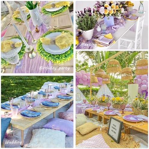 35x120 Inch Light Purple Cheesecloth Table Runner Wedding Party Decor