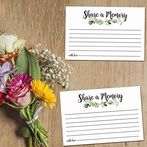 Greenery Share a Memory Cards, Funeral Guest Book, Memory Card for Celebration of Life, Graduation, Wedding, Retirement, Going Away Party, Pack of 50, 4x6 Inch 1