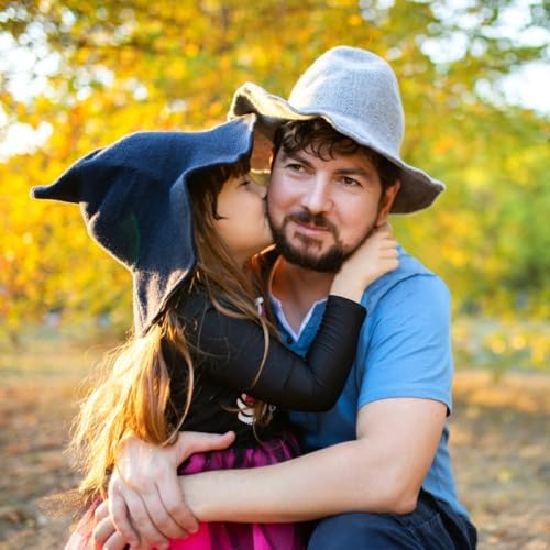 Leuceiy Witch Hat for Women, Wide Brim Foldable Wool Kintted Wizard Hats