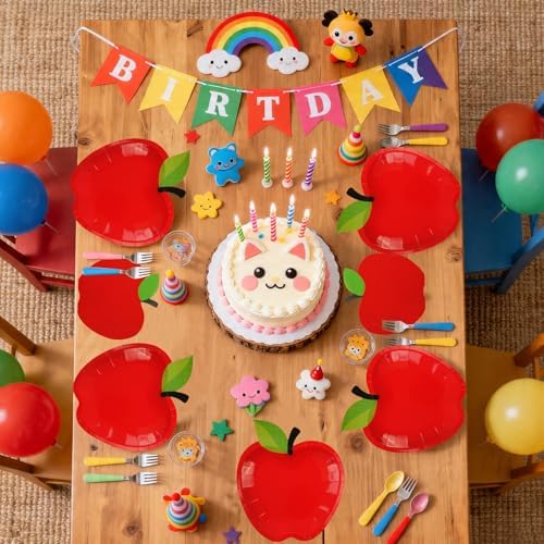 50Pcs Back to School Apple Plates and Napkins Party Supplies, Disposable First Day of School Dessert Plates Napkins Tableware Set for Preschool Kindergarten Teacher Classroom Decorations (Apple)