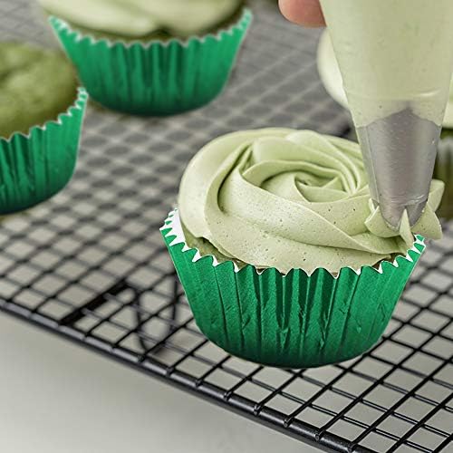 Green Foil Cupcake Liners,GOLF 100 Pack Metallic Baking Cups Standard Size