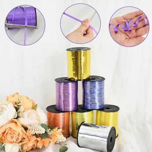 TONIFUL Curling Ribbon-Gold Gold Balloon Curling Ribbons-250 Yards Balloon String for DIY Decor,Gift Wrapping,Ribbons and Bows for Christmas New Year Birthday Gifts Graduation Supplies