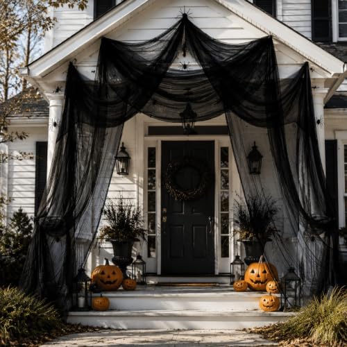 600 x 80 in Halloween Creepy Cloth for Yard and Outdoor Decorations, Black