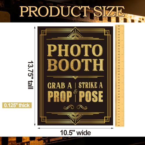 Briwooody Roaring 20's Photo Booth Sign 1920s with Stand Retro Background
