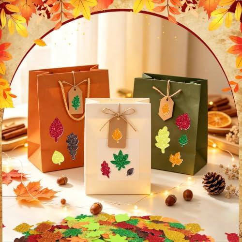 365Pcs Foam Stickers Glitter 3D Fall Leaf Foam Shape Stickers,Fall Leaf