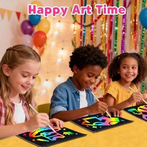 ZMLM Scratch Paper Art-Crafts Gift: 2 Pack Rainbow Notebooks Supplies Toys