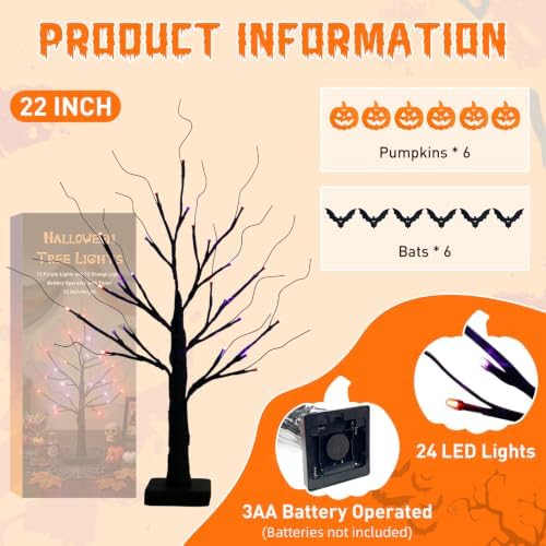 Vanthylit Halloween Decorations, Halloween Tree Lights, Lighted Black Tree