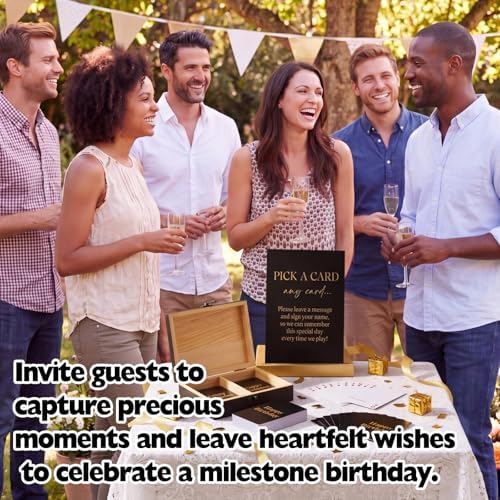 AceOrbit 57 Pack Birthday Guest Book Playing Card Set with Black Wooden Box