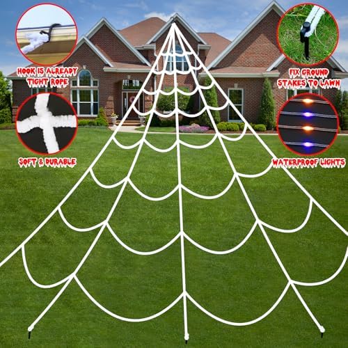 Halloween Decorations Outdoor Spider Web: Giant Light Up Spider Web Decor