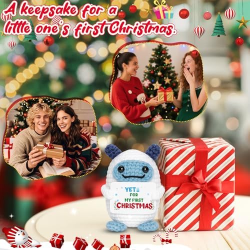 Yet for My First Christmas – Christmas Decorations Handmade Crochet Mini Decor, New Parents Keepsake, Adoption Gift for Infant Holiday Milestone Celebration