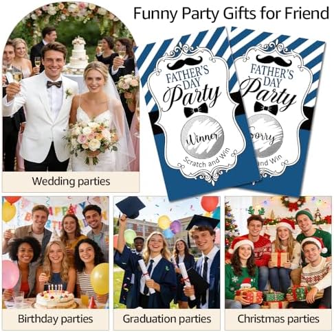 TOUNER 50Pcs Father's Day Party Scratch Off Game Cards, Father's Day Scratch Cards for Family Gathering Backyard BBQ Birthday Retirement Lottery Prize Raffle Tickets Favors Business Promotion