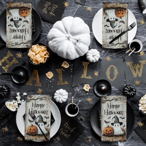 Horaldaily 50Pcs Halloween Paper Napkins, Ghost Happy Halloween