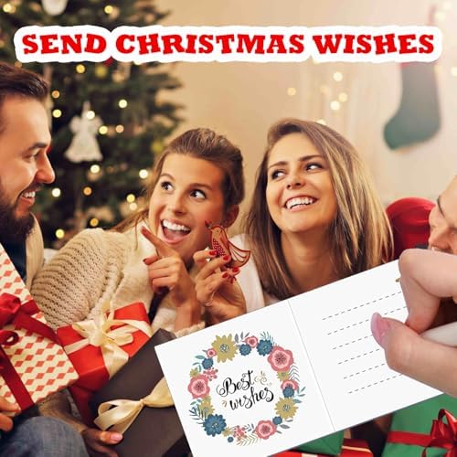 YOKUSHI 12 PCS Diamond Art Painting Christmas Greeting Cards with Envelopes, Snowman Craft DIY Card Making Kits for Adults Gifts (White)