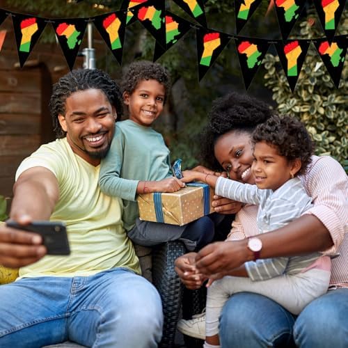 Gueevin 120 Pcs 100 ft Juneteenth Party Decoration Happy Banner Banner for African Independence Day 19th June 1865 Juneteenth Day Party Supplies African Black History Mont