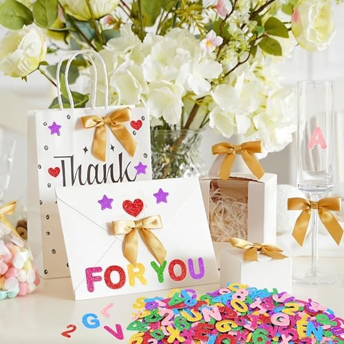 Foam Letter Stickers,540 PCS Glitter Foam Alphabet Number Stickers,7 Colors