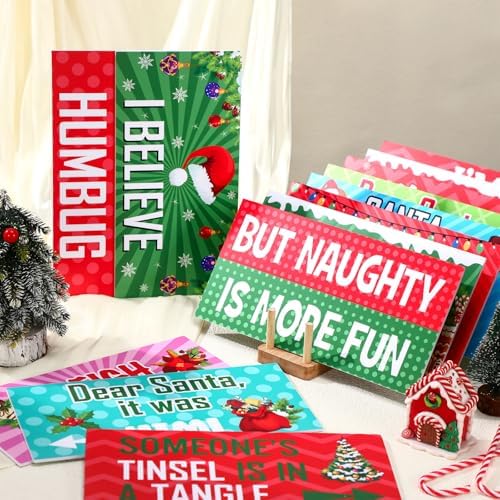 Beeveer 24 Designs Christmas Photo Booth Props, Red and Green Xmas Props
