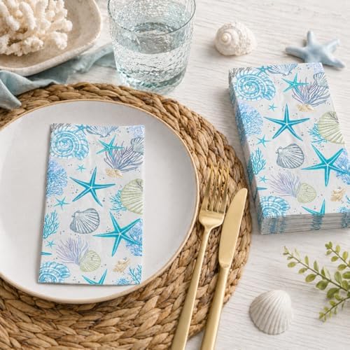 100 Pcs Coastal Beach Paper Napkins