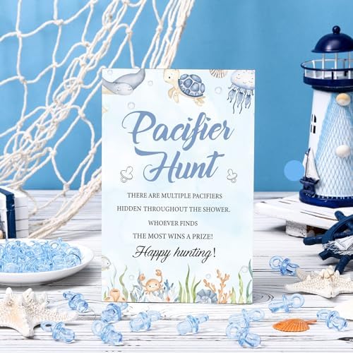 Thyle 51 Pcs Under the Sea Pacifier Hunt Baby Shower Games Set for Guest