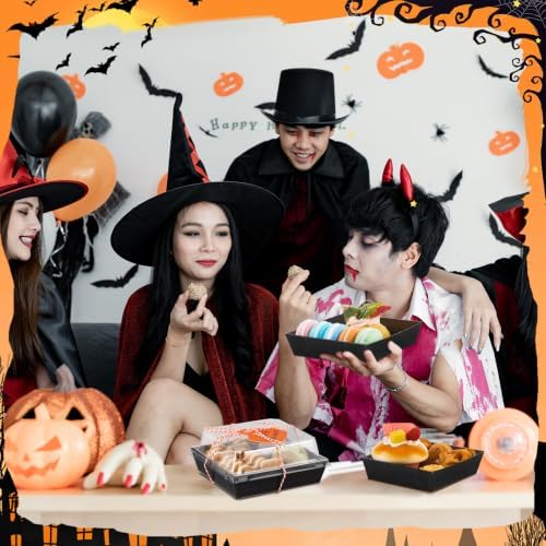 Yaomiao 50 Pcs Halloween Pumpkin Charcuterie Boxes with Clear Lid