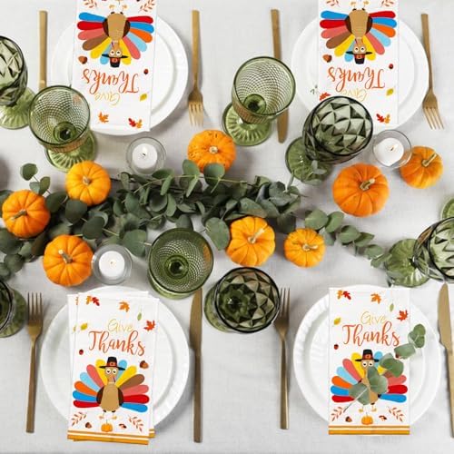 100 PCS Thanksgiving Napkins Fall Turkey Autumn Leaves Guest Napkins for Autumn Harvest Party, Kitchen, Bathroom, Thanksgiving Decorations