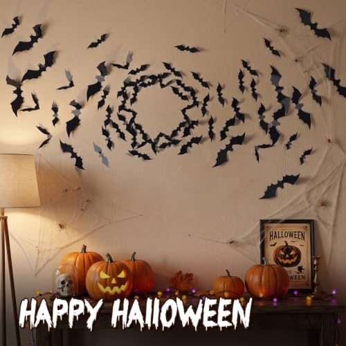 140Pcs Bats Halloween Decor, Real Scary Bat Stickers for Halloween Party