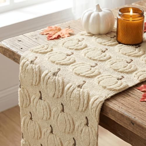 Artoid Mode Beige Soft Faux Fur Fall Table Runner 13x120 Inch