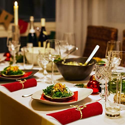 WILLBOND 6 Pcs Reindeer Napkin Rings for Christmas Table Decor, Gold