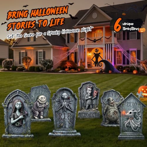KLYRO 17 Inch Halloween Tombstones Outdoor Yard signs Graveyard Decorations