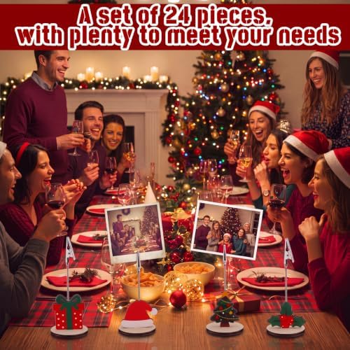 RattanView 24 Pcs Christmas Picture Holder for Centerpieces Xmas Photo