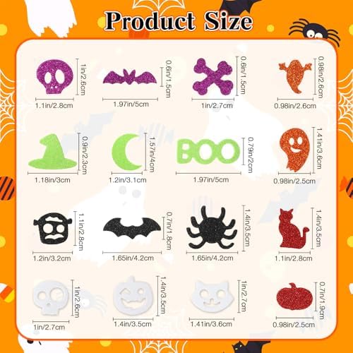 Halloween Foam Stickers, Halloween Stickers for Teens Crafts, 300PCS Self Adhesive Glitter Ghost Pumpkin Bat Spider Shaped Foam Sticker Arts Crafts DIY Sticker for Halloweens Party Supplies Decoration
