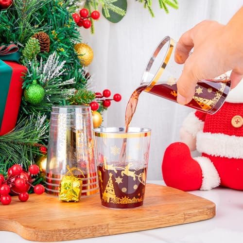 supernal 100pcs Christmas Party Cups,Gold Plastic Cups