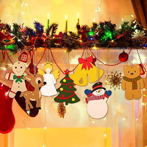 WILLBOND 60 Pcs DIY Unfinished Wooden Christmas Ornaments