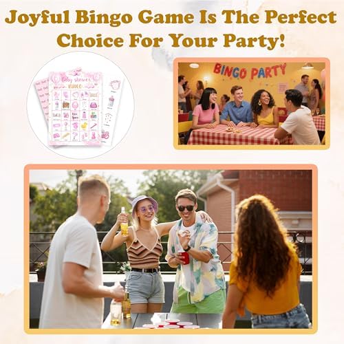 Baby Shower Bingo Game, Moon and Stars Bingo Cards Set, Blue Gender Reveal Party Bingo Supplies for Adults, Family Friends Activities Favors Decorations for 24 Player, 01