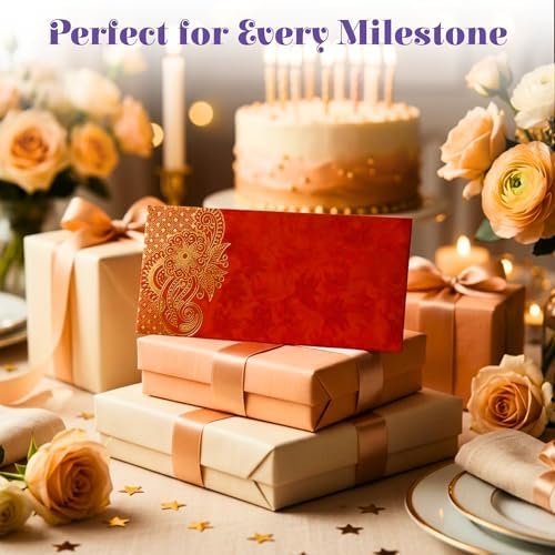 LoveNspire Money Envelopes (7.5 x 3.5 Inch) Decorative Paisley Pattern Shagun Lifafa for Indian Wedding, Birthday | Cash Gift Holder & Home Savings Organizer Pack of 50
