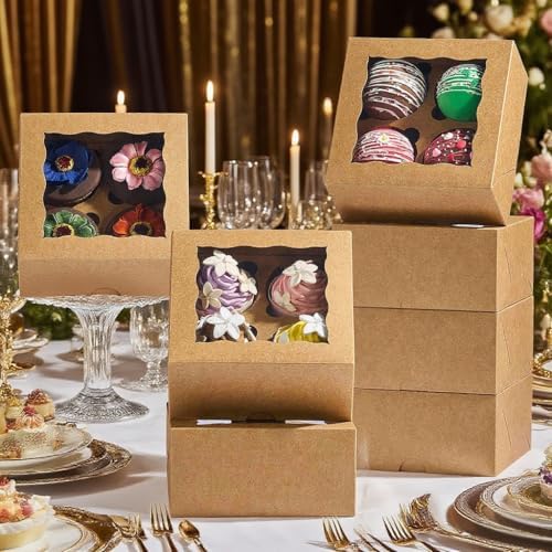 50 Pack Christmas Brown Chocolate Bomb Gift Boxes with Window
