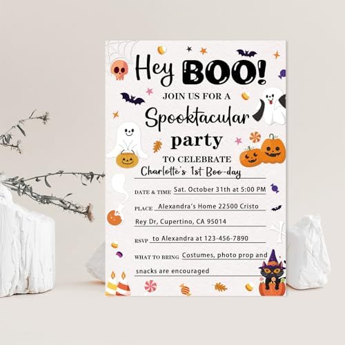 20 Halloween Birthday Invitations Cute Ghost Pumpkin Halloween Party Invitations Cards With Envelopes Halloweens Invites for Teens Birthday Party Favor Decorations Supplies