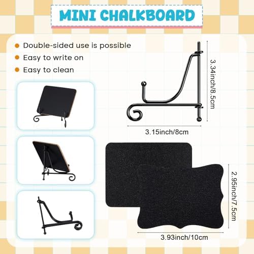 16 Set Mini Chalkboard Signs with Iron Stand Food Labels, Black