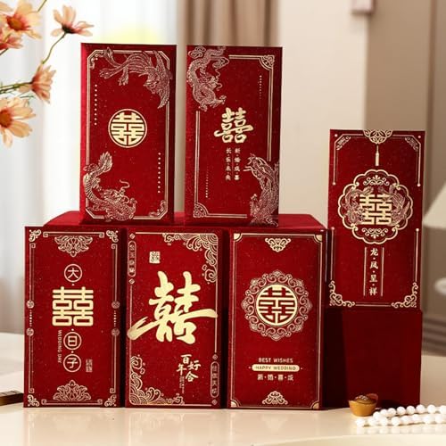 6 PCS Wedding Envelopes Chinese Red Envelope Lucky Money Packets