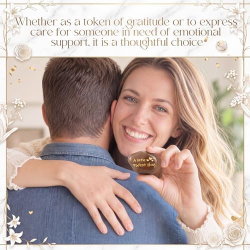 Yuntau 30 Pcs Pocket Hug Stone 1.97 Inch a Little Pocket Hug Gifts Engraved Stones for Men Women Boyfriend Girlfriend Son Daughter Cancer Patients Commemorative Gift
