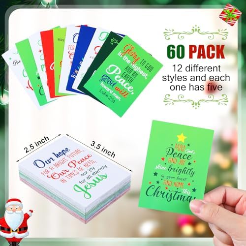 60 Pcs Christmas Bible Verse Gold Foil Wallet Cards, 3.5 Inch