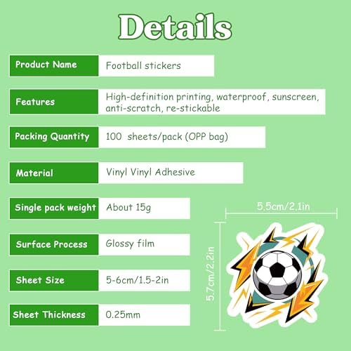 Soccer Party Favors - 100 PCS Soccer Stickers for Kids | 2026 World Game Cup Merchandise Gifts Activities Birthday Toys Games Crafts for Goodie Bags Gift Bags